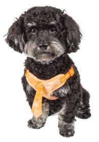 Pet Life 'Bonatied' Mesh Reversible And Breathable Adjustable Dog Harness W/ Designer Neck Tie (Color: Orange, size: medium)