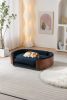 Scandinavian style Elevated Dog Bed Pet Sofa With Solid Wood legs and Walnut Bent Wood Back, Cashmere Cushion,Large Size