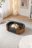 Scandinavian style Elevated Dog Bed Pet Sofa With Solid Wood legs and Walnut Bent Wood Back, Cashmere Cushion,Mid Size